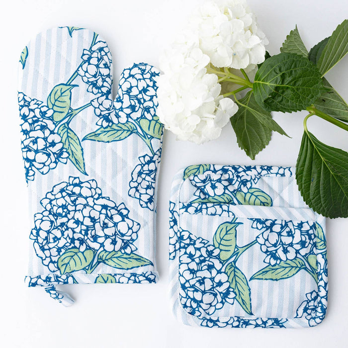 Oven Mitt Set, Hydrangea Stem