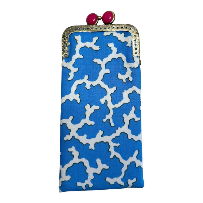 Eyeglass Case - Caribbean Coral Blue/White
