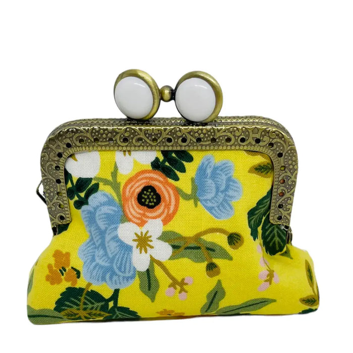 Mini Clutch Coin Purse - Birch Canary- White