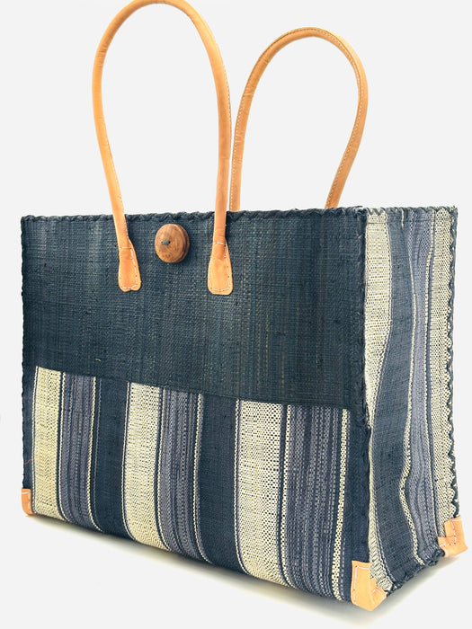 Zafran  Beach Straw Bag with Plastic Liner