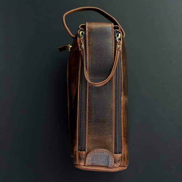 Leather Toiletry Bag, Dark Walnut