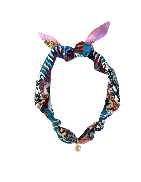 Single pearl scarf necklace