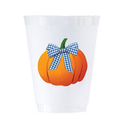 Shatterproof Cups, Pumpkin with Gingham Bow