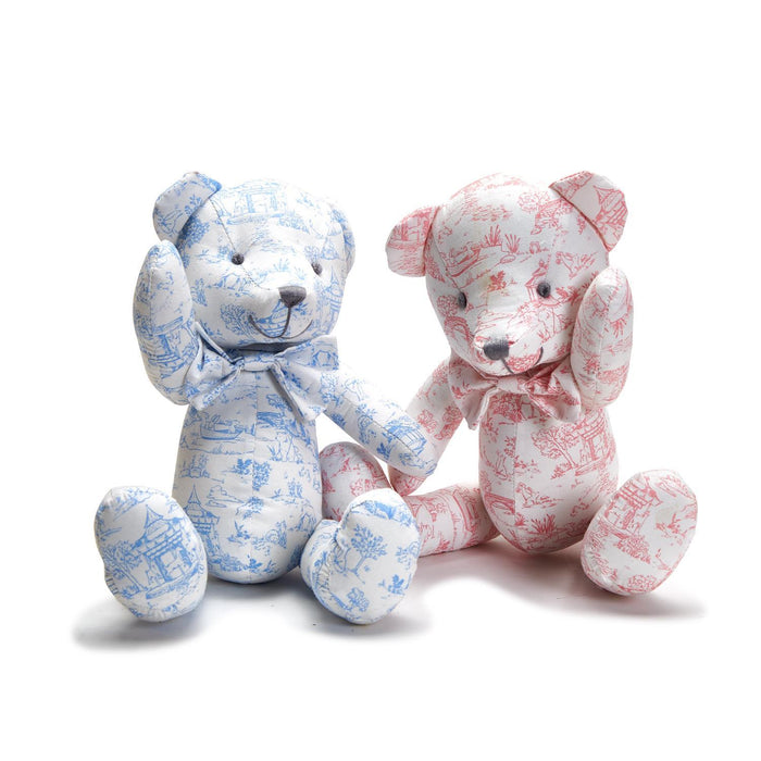 Toile Teddy Bear, Pink or Blue