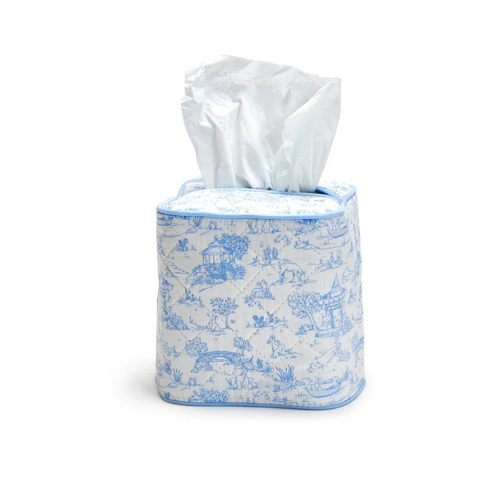 Toile Tissue Box Cover, Pink or Blue