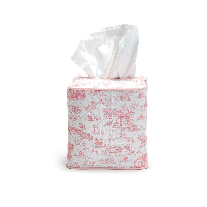 Toile Tissue Box Cover, Pink or Blue