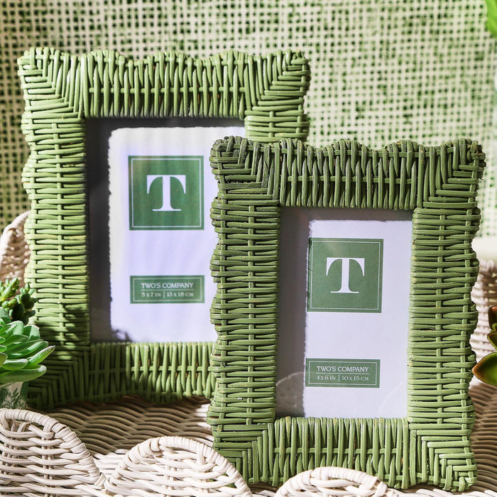 Green Wicker Weave Photo Frame