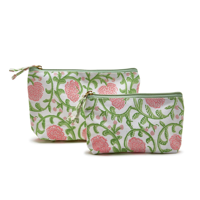 Cotton Canvas Floral Block Accessory Bags