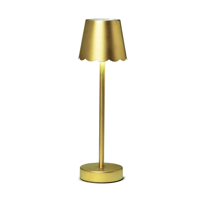 Cordless LED Table Lamp, Gold Scalloped