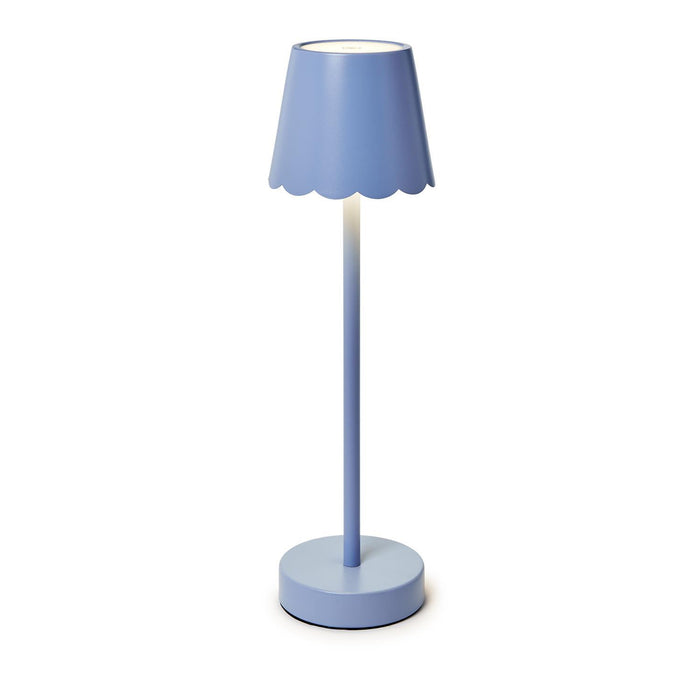 Cordless LED Table Lamp, Blue Scalloped Edge