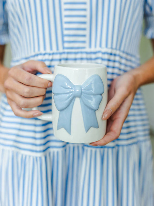 Ceramic Bow Coffee Mug, Blue