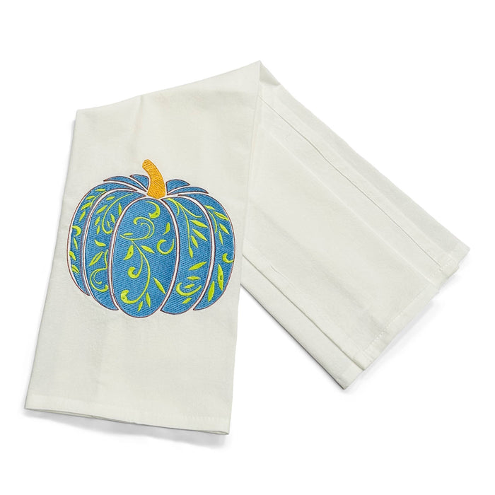 Towel - Filigree Blue Pumpkin with Green Accents