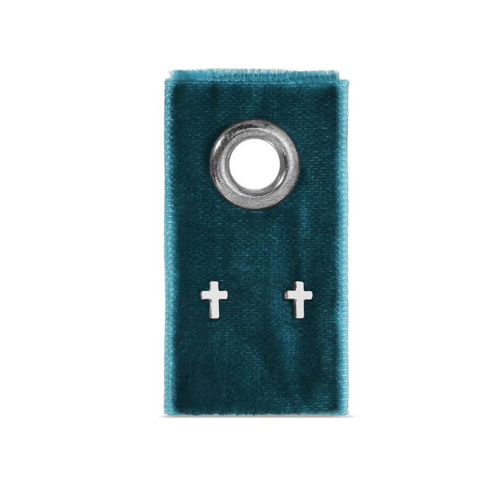 Small Cross Studs, Silver