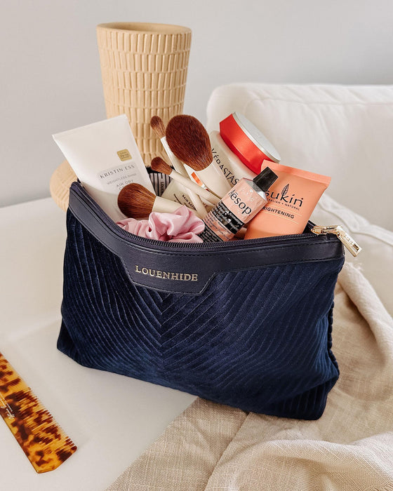 Bessie Makeup Bag, Velvet Navy