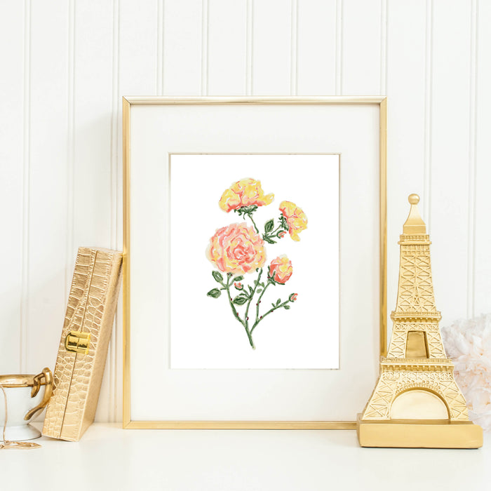 Art Print, Blush and Yellow Roses