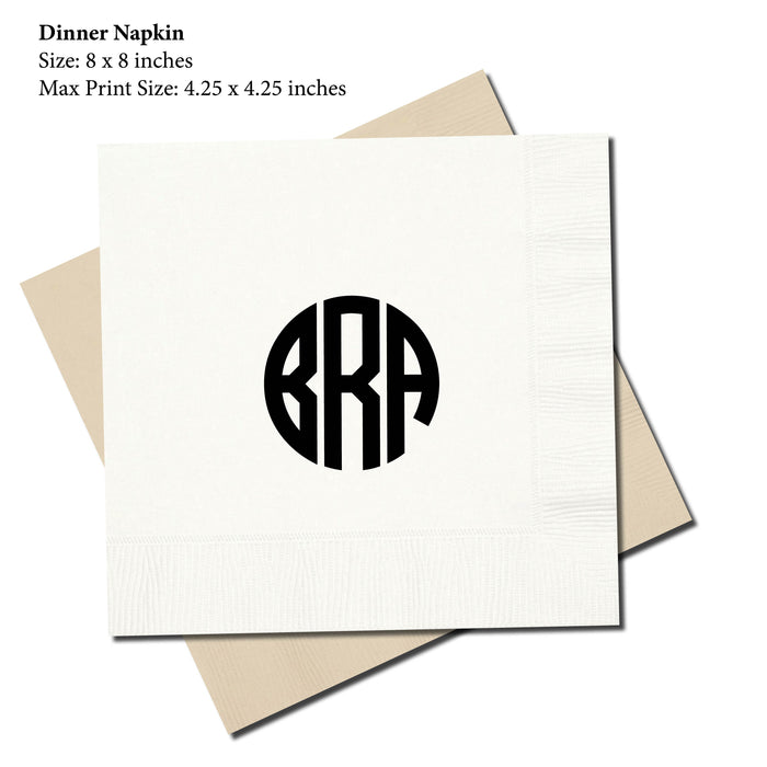 Dinner Napkin, Circle Monogram