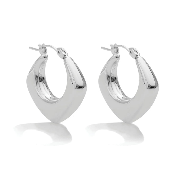 Wide Angled Latch Hook Earrings, Silver