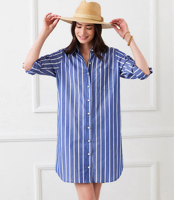 Karen Kane PRoll Top Striped Shirtdress