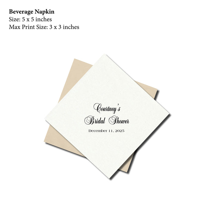 Cocktail Napkin, Elegant Script