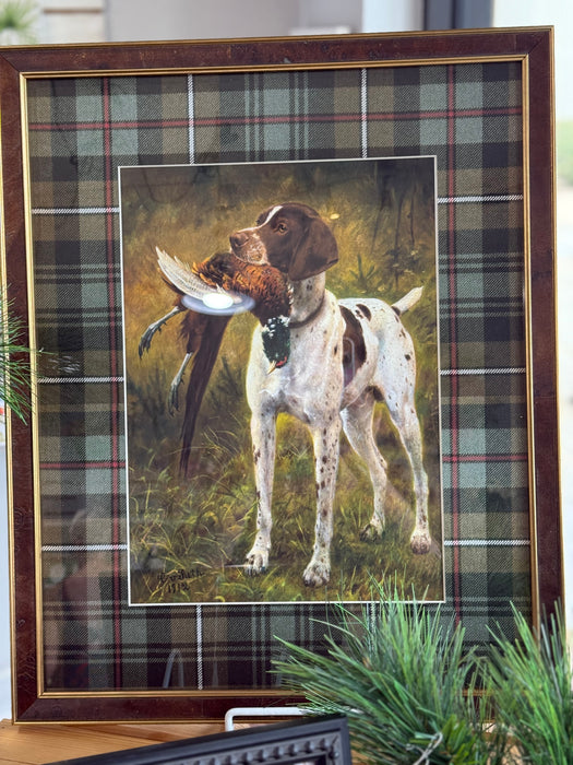 Framed Vintage Dog with Pheasant Oil Reproduction