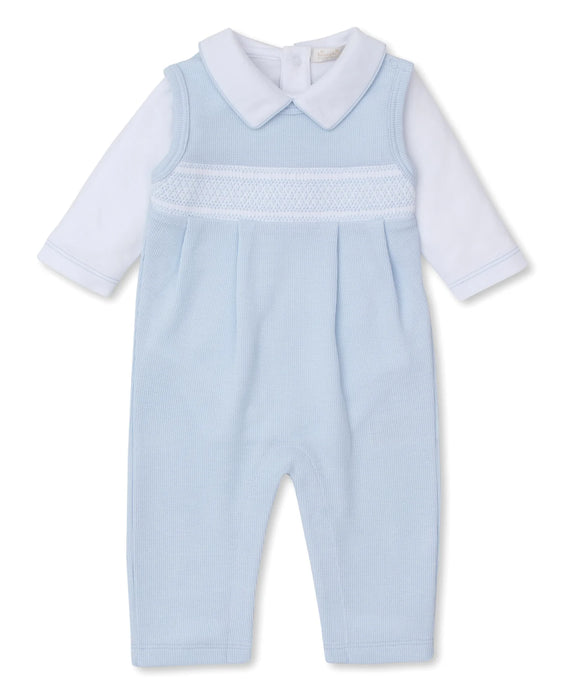 Overall Set, Handsmocked, Light Blue & White
