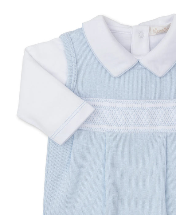 Overall Set, Handsmocked, Light Blue & White