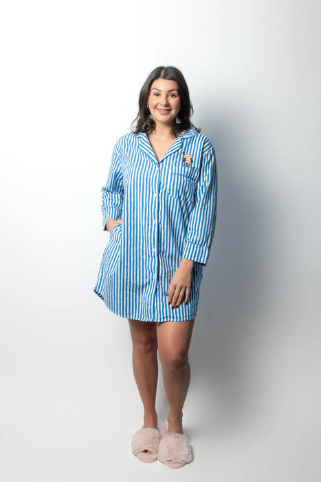 Cotton Nightshirt, Blue Stripe