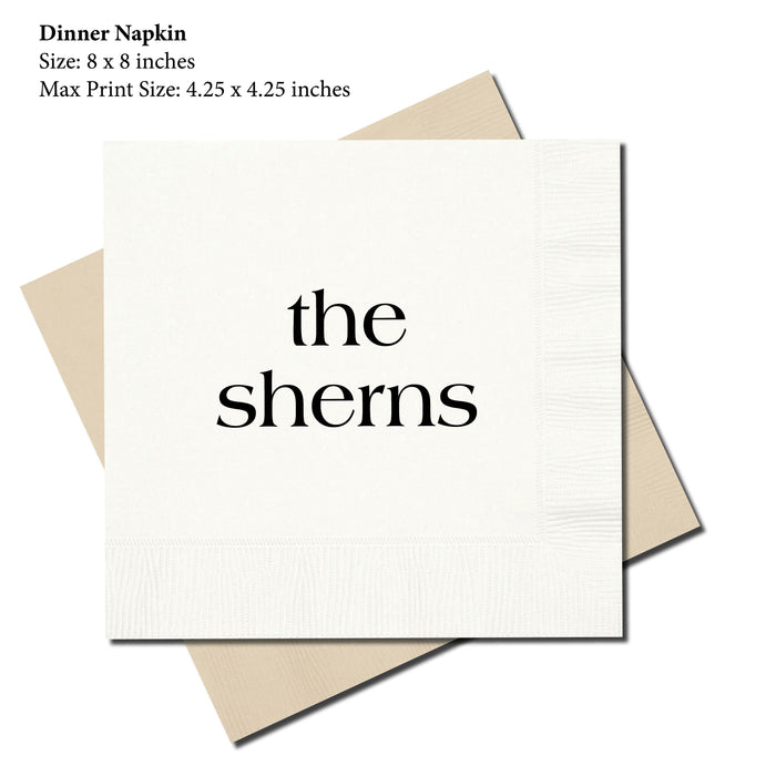 Dinner Napkin, Lowercase Name