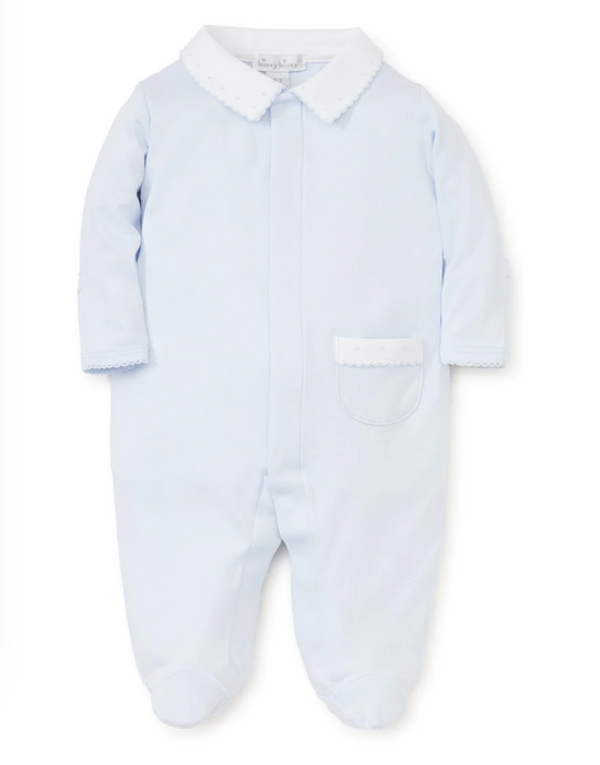 Footie with Collar, Light Blue
