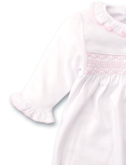 Hand Smocked Gown, Pink Trim
