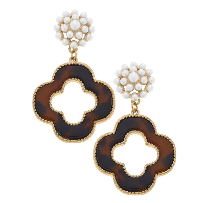 Sadie Clover Pearl Cluster Drop Earring