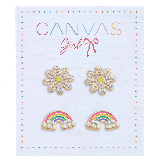 Madeline Rainbow & Daisy Children's Stud Earrings