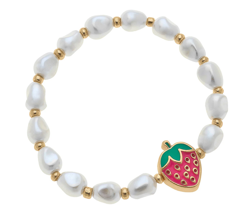 Madeline Strawberry Pearl Stretch Children's Bracelet