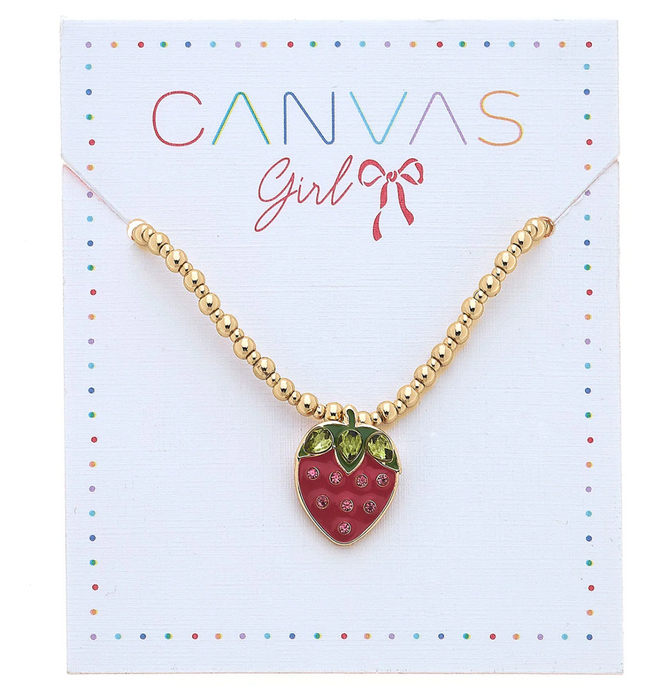 Jane Strawberry Gold Beaded Children's Necklace