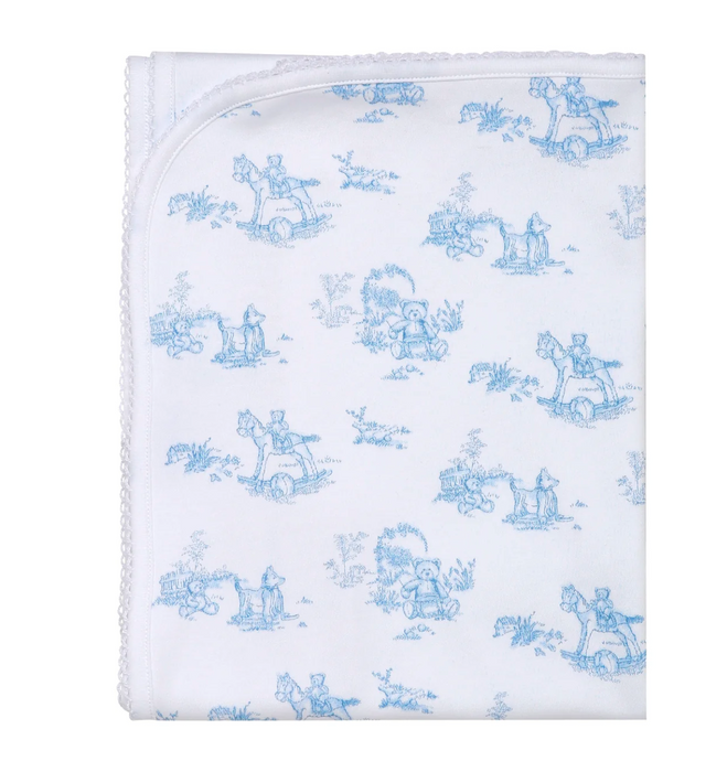 Baby Blanket,  Blue Toile