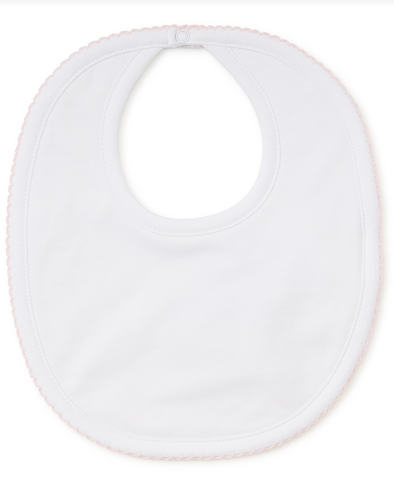 Pima Cotton Bib, White with Pink