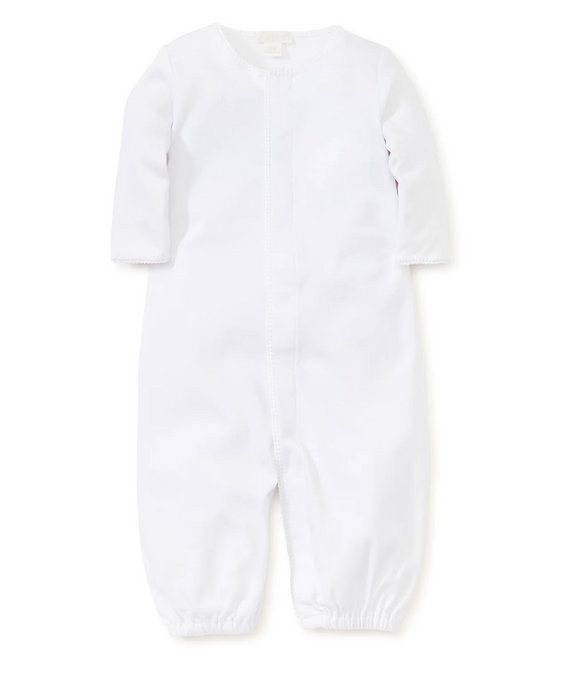 Pima Cotton Converter Gown, White with White hidden snaps