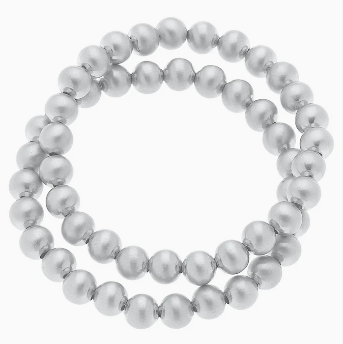 Jasper Ball Bead Stretch Bracelets, Silver