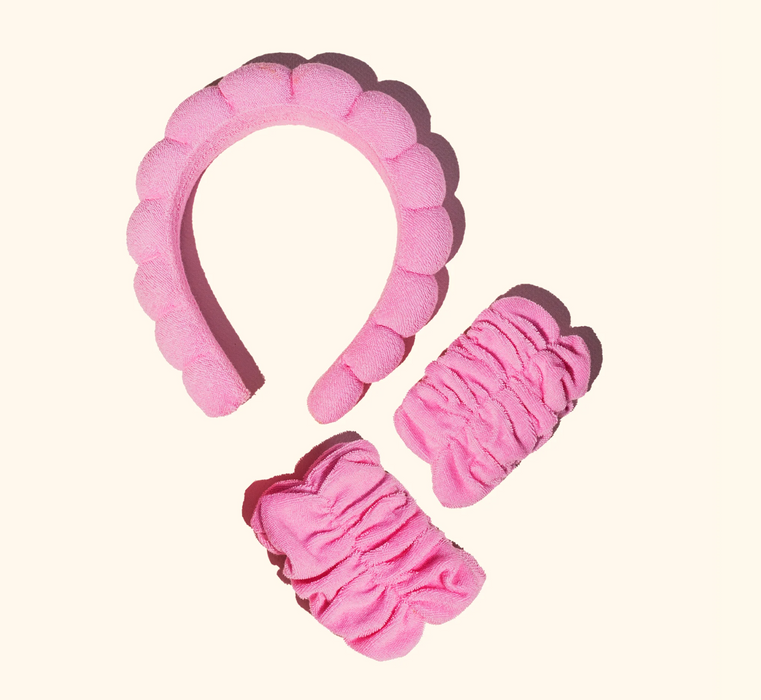Headband & Wristband Set, Hot Pink