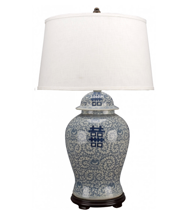 Lamp, Blue and White Double Happiness