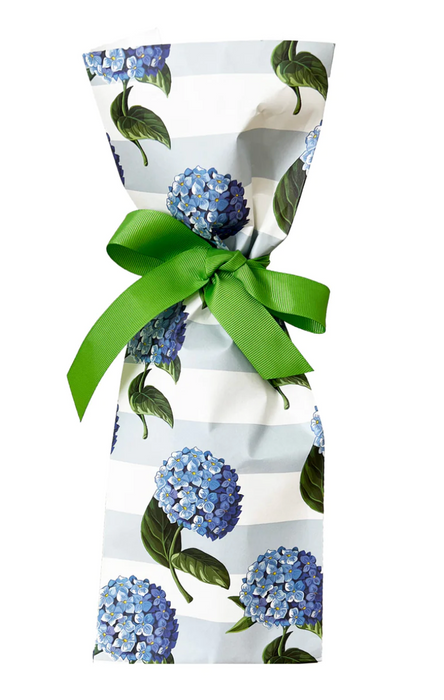 Paper Wine Bag Kit, Hydrangeas Stripe