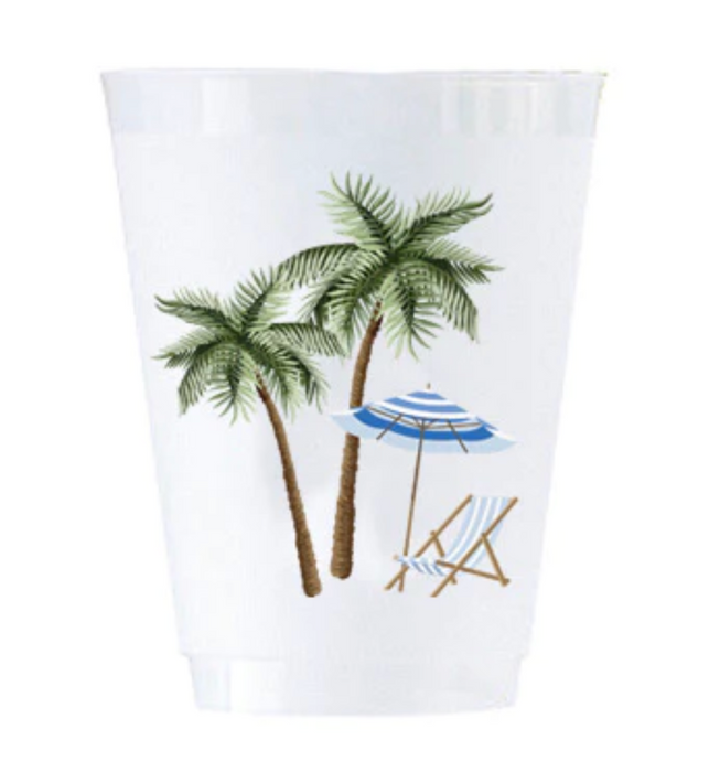 16 oz Shatterproof Cups | Set of 8 | Palm Trees