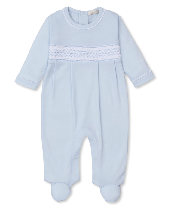 Footie with Hand Smocking, Light Blue