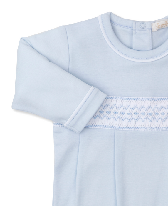 Footie with Hand Smocking, Light Blue