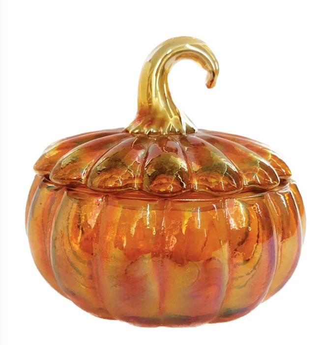 Recycled Glass Pumpkin Jar with Lid
