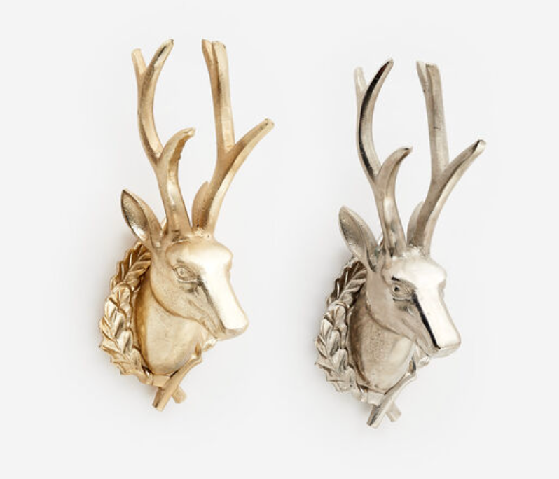 Wallmount Stag Head, Gold or Silver
