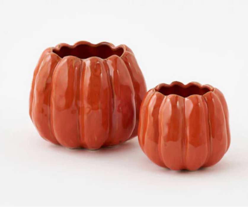 Ceramic Pumpkin Planters, 2 Sizes