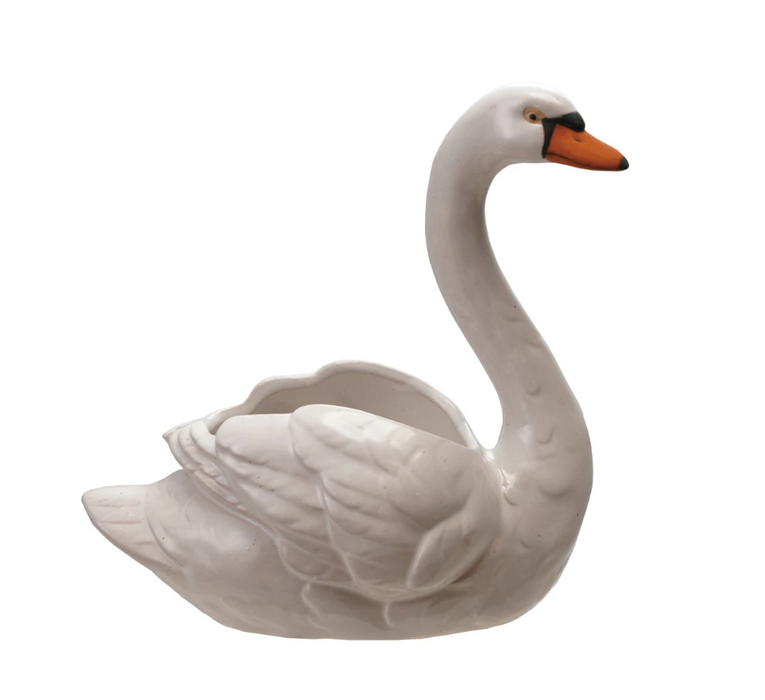 Stoneware Swan Planter