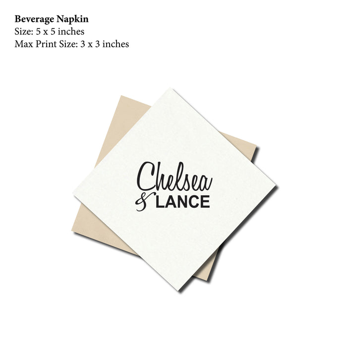 Cocktail Napkin, Script & Block