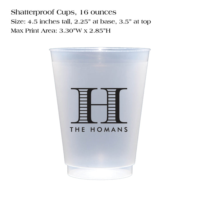 Shatterproof Cup, Striped Initial